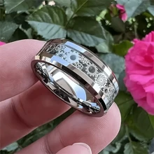 Hip Hop Men's Stainless Steel 8mm Ring - Mechanical Punk Gear Design, Synthetic Stone, Silver With Black Detail, Fashion Accessory For Men, Ideal Gift For Father's Day Or Anniversary, High-Quality Jewelry Sizes 6-13 - Ring - View 4