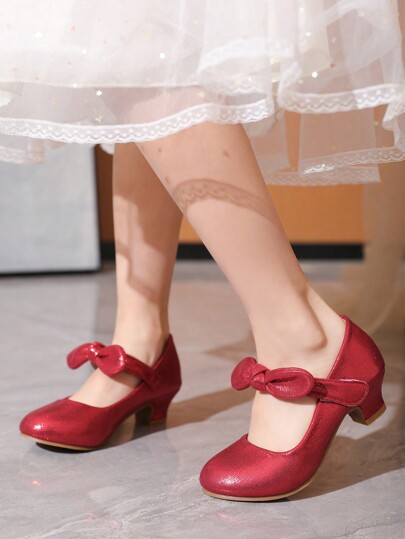 Elegant Gold Color Fashion High Heel Shoes For Girls, Anklet Strap With Flower Decor & Pearl Accent, Suitable For Party & Daily Wear