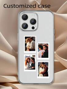 1 peça Capa de telefone de silicone macio e transparente personalizável com padrão de moldura de foto, compatível com cobertura total para Apple iPhone 15 14 13 12 11 Pro Max XR XS Max 7 Plus 16 16 Pro
