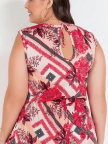 Plus Size Floral Jumpsuit In Helanca Comfortable Fashion To Enhance Your Curves - 花膠 3194893 - 查看 3