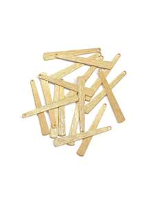 20pcs/Set Vintage Brass Geometric Single Hole Brushed Bar Charm Pendant For Jewelry Making - Brass Color - View 3
