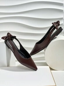 New Black Slip-On Casual Flats With Bow, Elegant & Comfortable Ladies Loafers Valentines