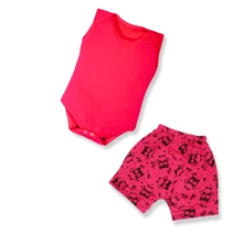 8 Piece Baby Bodysuit, Tank Top And Shorts, Plain And Printed, Summer, Boy And Girl - Màu Hồng baby - Xem 6