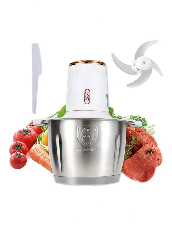 1pc 3L Moedor de Carne Elétrico, 4 Lâminas 2 Velocidades, Destacável, Fácil Limpeza, Com Trava de Segurança, Cor Branca, Plugue de Alimentação UE