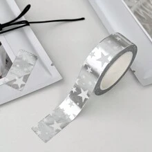 银色星形装饰和纸胶带，多用途遮蔽胶带，Ins 风格银色胶带贴纸
