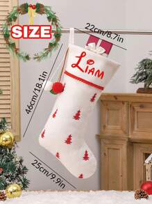 LICVIC 1 chiếc tất Giáng sinh 18 inch, in tên tùy chỉnh, màu đỏ trắng, hình cây thông Noel với quả cầu nhiều màu, tất treo lò sưởi in tên tùy chỉnh, trang trí tiệc Giáng sinh, trang trí Giáng sinh gia đình, lịch lễ hội. - phong cách 1 - Xem 4