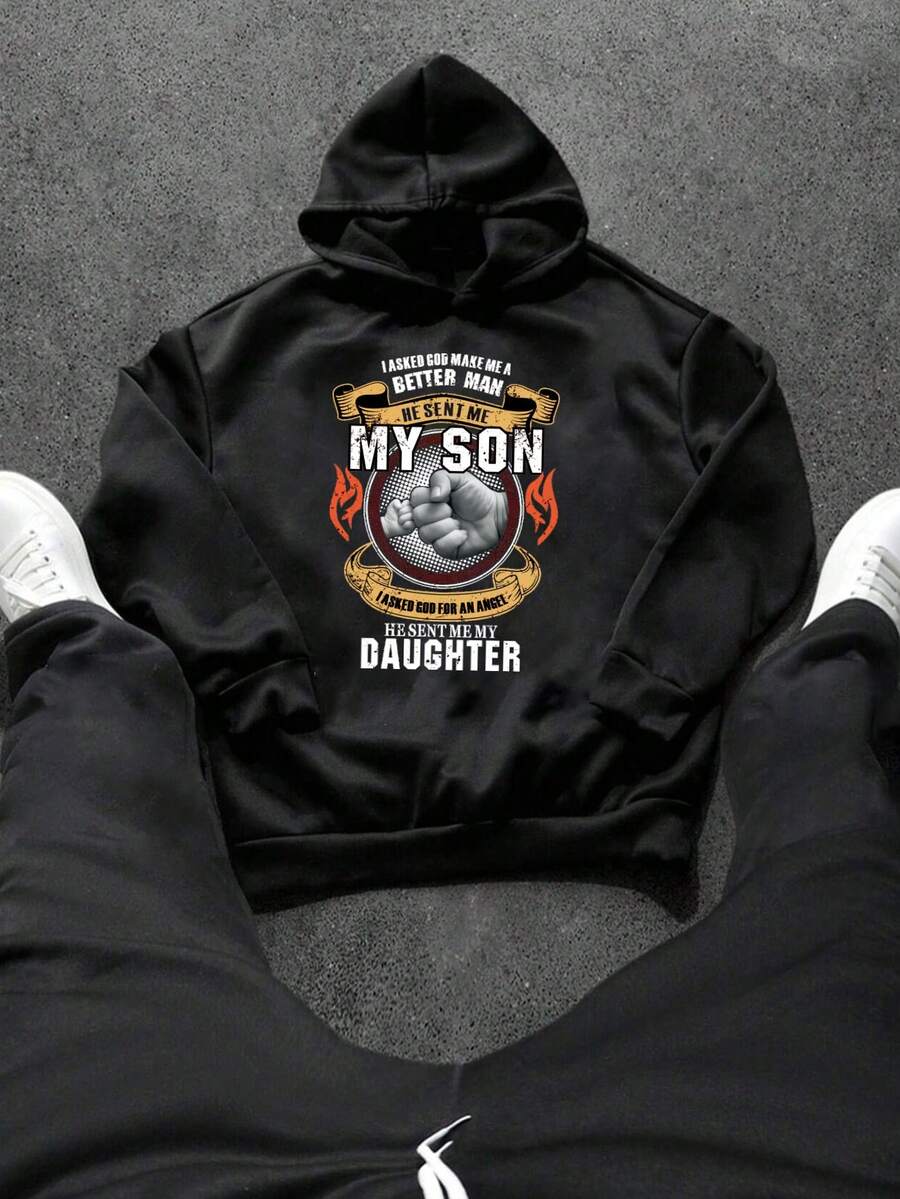 男式休闲宽松连帽运动衫 - 黑色 - 查看 1