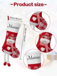 1 pièce Bas de Noël personnalisés avec nom - 18 grands bas de Noël rouges personnalisés avec nom pour la famille, bas de Noël brodés pour la famille, les garçons, les filles, les enfants et les amis pour la décoration de fête de Noël, chaussettes de Noël personnalisées avec flocon de neige