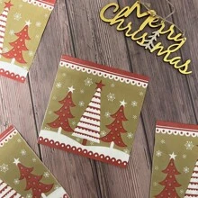 20 pezzi di tovaglioli natalizi, tovaglioli di carta monouso a 2 veli per hotel, decorazione tavolo per feste di Natale, con stampe di Babbo Natale rosso, fiori, cinture e cervi natalizi e alberi di Natale - Rosso - Visualizzare 20