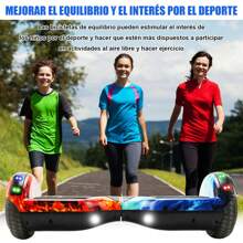 Monopatín eléctrico Hoverboard de 7 "con luces LED para ruedas, altavoces Bluetooth, manillar, patinete autoequilibrado - Azul - Ver 4