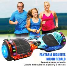 Monopatín eléctrico Hoverboard de 7 "con luces LED para ruedas, altavoces Bluetooth, manillar, patinete autoequilibrado - Azul - Ver 3