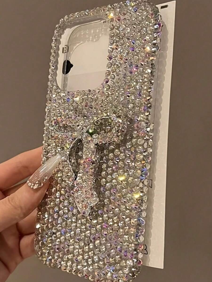 Ốp lưng điện thoại Apple 1 chiếc sang trọng lấp lánh đính đá Rhinestone Bling tương thích với iPhone 16 15 14 13 12 11 Pro Max Plus bảo vệ ống kính Ốp lưng mềm - Trong sáng - Xem 1