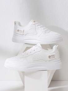 Alan Vincent 2025 春季新款女鞋白色鞋子低帮系带运动鞋舒适运动鞋女士平底鞋百搭购物鞋 - 白色 - 查看 4