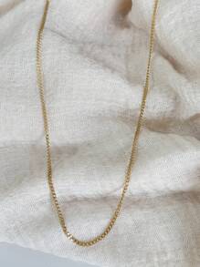 1pc Simples Elegante Aço Inoxidável Dourado Curb Corrente Colar Para Mulheres Namoro Presente