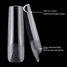 XXL Gel X Nail Tips Square 240pcs Extra Long Clear Tapered Square Fake Nails Full Cover False Nail Tips For Acrylic Nail Extension - Half Matte Sqaure Nail Tips - View 2