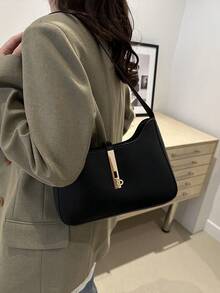 2024 新款小众斜挎包、迷你方包、别致百搭时尚单肩法棍包 - 黑色 - 查看 4