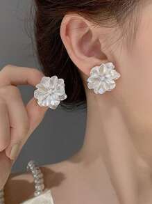 5 件/套复古仿珍珠椭圆形花朵水晶猫眼独特设计耳环套装，适合日常佩戴和节日情人节 - 彩色 - 查看 5