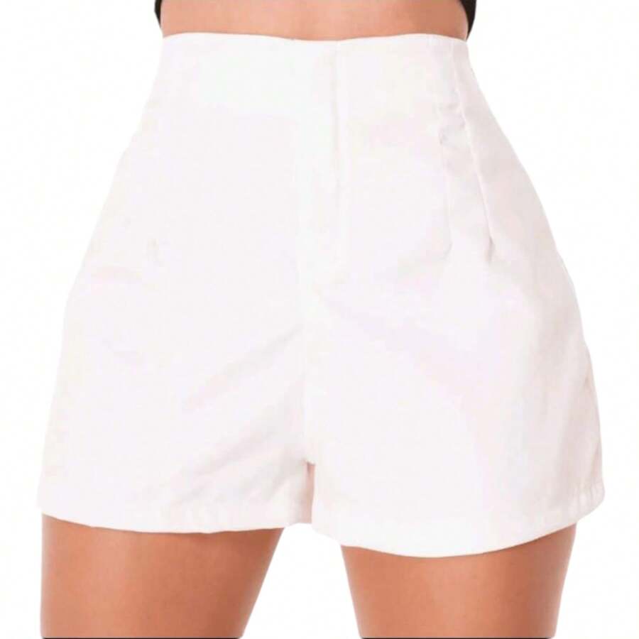 SARA SHORTS WITH SIPER ON LEFT SIDE FOR WOMEN - 白色 - 查看 1