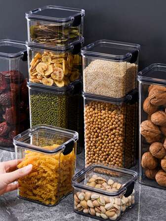 1PC Airtight Food Storage Containers Set WithLids, 2300ML Large Capacity For Pasta Candy Jars With Lids, Plastic Dry FoodCanisters For Kitchen Pantry Organization AndStorage, For Cereal, Rice, Pasta, Tea, Nuts And CoffeeBeans