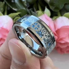 Hip Hop Men's Stainless Steel 8mm Ring - Mechanical Punk Gear Design, Synthetic Stone, Silver With Black Detail, Fashion Accessory For Men, Ideal Gift For Father's Day Or Anniversary, High-Quality Jewelry Sizes 6-13 - Ring - View 63