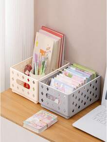 1pc Foldable Cream Storage Basket, Desktop Stationery Storage Box, Household Kitchen Storage Basket, Makeup Storage Box - Multicolor - View 3
