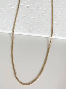 1pc Simples Elegante Aço Inoxidável Dourado Curb Corrente Colar Para Mulheres Namoro Presente