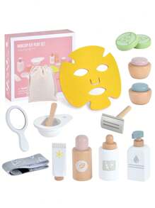 Wooden Pretend Makeup & Mask Set For Girls - Foster Creativity, Confidence, & Safe Play - Ideal Gift For Creative Minds