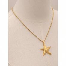Uworld 1pc 18k Gold-Plated Stainless Steel Gold Star Thread Twist Necklace Women's Fashion High Quality Jewelry