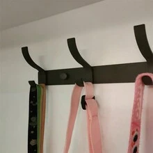 1 件铝合金黑色钥匙雨伞袋帽子衣架，6 钩，外套围巾夹克衣架，卧室门后储物整理器，厨房砧板用具架，浴室丝瓜络梳子毛巾架，洗衣房刷子布衣架 - 黑色 - 查看 9