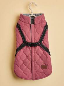 秋冬季加厚纯棉狗狗衣服，小型犬背心式胸背带 - 玫紅色 - 查看 14