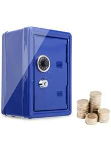 1 Piece Mini Metal Money Saving Box With Lock - Navy Blue - View 1