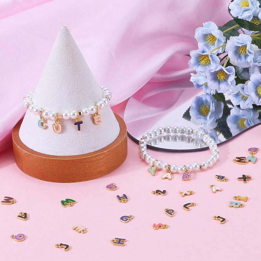 30/50/100pcs Assorted Varieties Metal Letter Charms For Jewelry Making Capital Alphabet Initial Charms - Assorted varieties - View 1