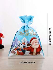 6/30 件糖果袋卡通圣诞老人雪花礼品袋多规格塑料抽绳糖果袋圣诞礼品袋，圣诞节 - 彩色 - 查看 9