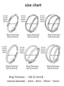 1 Piece/High-End 316L Stainless Steel With Zirconia 16G Nose Ring, Double Diaphragm Ring, Diaphragm Ring, Lip Ring, Diaphragm Stud Earrings, Conch Earrings, Diaphragm Cartilage Earrings, Diaphragm Ring, Diaphragm Ring Puncture Jewelry Gift