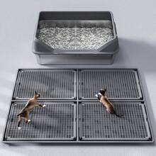 Eingeschlossene Edelstahl Katzentoilette mit Deckel extra große Katzentoilette für große Katzen XL Metallsteintablett mit hohen Seitenwänden, nicht klebrig, auslaufsicher, leicht zu reinigen