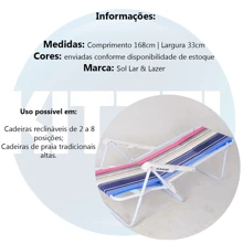 Refil Para Cadeira Praia Alta e Reclinável 2 A 8 Posições Fácil Troca
