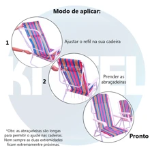 Refil Para Cadeira Praia Alta e Reclinável 2 A 8 Posições Fácil Troca