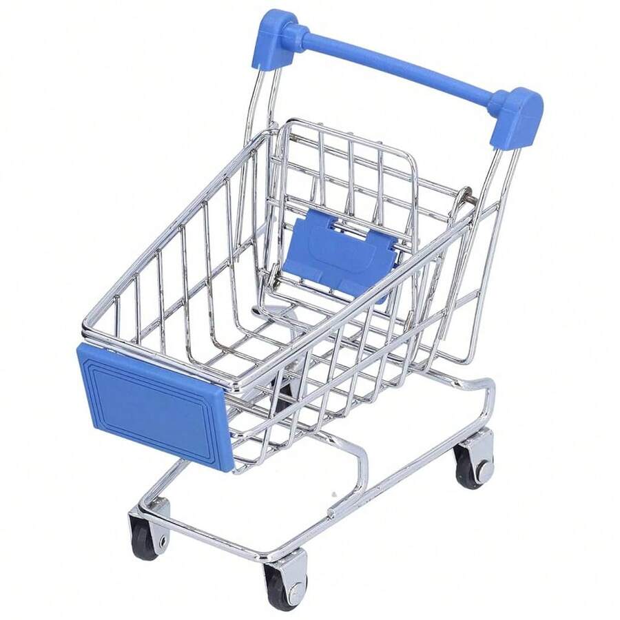 Kit 3 Shopping Cart Ornament With 12cm Decorative Stainless Steel Storage Box - Màu xanh lam - Xem 1