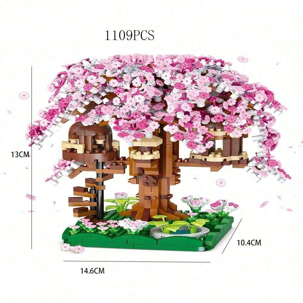 Casa del árbol de Flor De Cerezo Bloques de Construcción Kit, Cerezo Ensamblado Flor Linda DIY Mini Juegos de Bloques de Construcción para Adultos de 14 Años Casa del árbol de Flor De Cerezo Bloques de Construcción Kit, Cerezo Ensamblado Flor Linda DIY Mini Juegos de Bloques de Construcción para Adultos de 14 Años