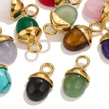 3 件装 304 不锈钢 18k 镀金松果形镶嵌天然宝石吊坠首饰 DIY 首饰配件吊坠项链 - 墜飾 - 查看 5