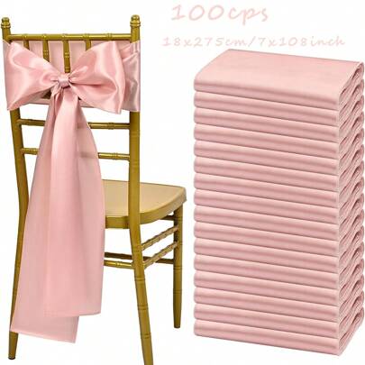 100PCS Spooky Satin Chair Sashes Bows - Universal Fit For Chair Covers, Wedding, Reception, Restaurant, Event, Banquet, Party, Hotel Decorations - 7 X 108 Inch, Perfect For Halloween Party Decor, Easy To