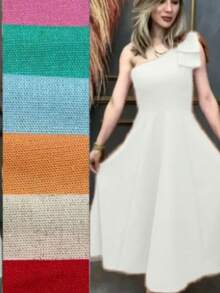 TRICOZHU SLEEVELESS SUMMER DRESS PLAIN PRINT Party Women's Long Evangelical Fashion Wedding Godmother - 白色 - 查看 2