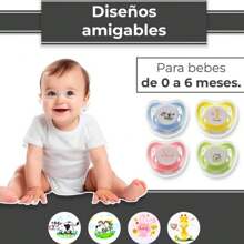 Chupón Chupete Ortodóntico para Bebé recién nacidos Suave y ligero con Tapa Protectora, Dibujos Animados sin BPA 0m+, - Azul - Ver 2