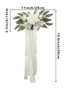 1 Stück Autospiegeldekoration für Hochzeit, Eukalyptus Blume für Stuhlrücken, Hochzeitsdekoration Flur, künstliche Rosenblume für Bambusstühle, Hochzeits- und Feiertagsdekoration Schleife, Hochzeitsauto Blumen