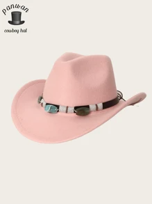 1pc Tie-Dye Bohemian Party Casual Cute Elegant Retro Street Chic Polyester Bowknot Western Cowboy Hat, Spring Summer Autumn Winter Unisex Casual Small Party Jazz Bead Hat - Multicolor - View 3