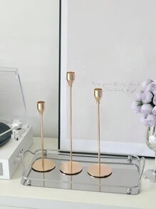 3 szt./zestaw europejski styl woskowy świecznik, romantyczna dekoracja stołu przy świecach, dekoracja ślubna, galwanizowana