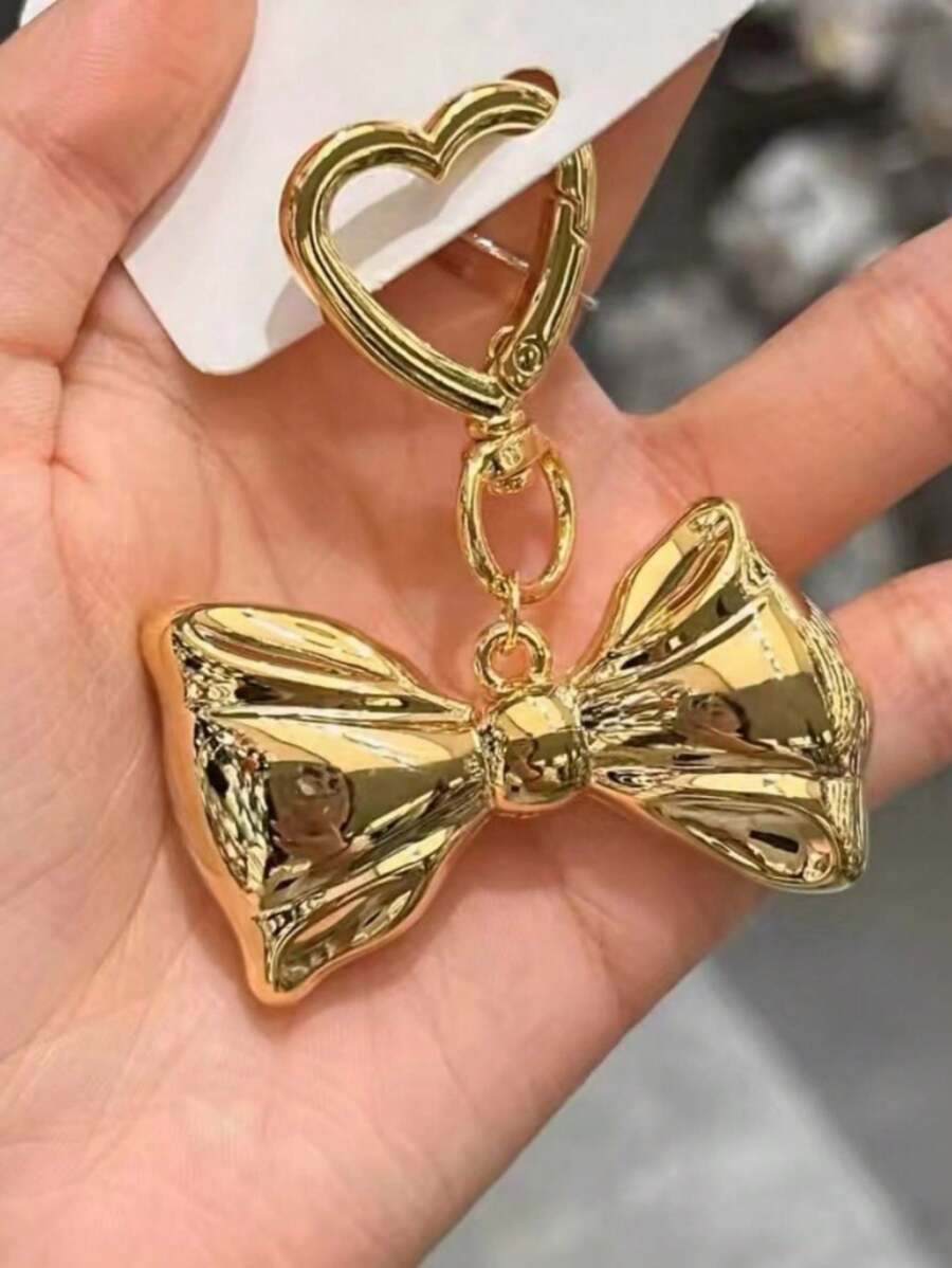 1 件男女通用韩版蝴蝶结心形钥匙扣、耳机盒、包包饰品配件，适合情侣和闺蜜的礼物