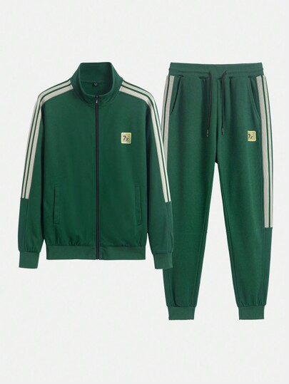 Conjunto de sudadera holgada informal de bloques de color contrastante para hombre