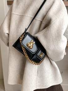 Retro Rabbit Head Decor Crossbody Bag, Chain Mini Handbag, Vintage Multi Pockets Shoulder Bag For Women - View 6