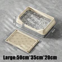 Eingeschlossene Edelstahl Katzentoilette mit Deckel extra große Katzentoilette für große Katzen XL Metallsteintablett mit hohen Seitenwänden, nicht klebrig, auslaufsicher, leicht zu reinigen